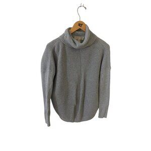Michael Kors Women's Grey Textured Turtle Neck Long Sleeve Sweater - Medium